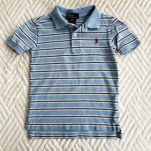 Polo Ralph Lauren Boys Striped Polo Shirt Blue Short Sleeve Size 4/4T